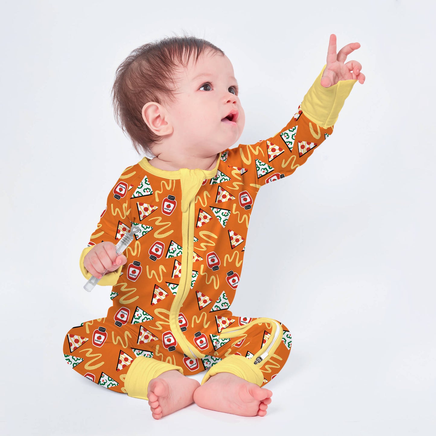 Doodle Pizza Convertible Zippered Romper