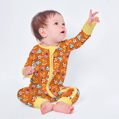 Doodle Pizza Convertible Zippered Romper