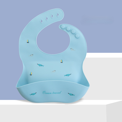 Baby Bib with Food-Grade Silicone, Waterproof and Adjustable for Easy Feeding