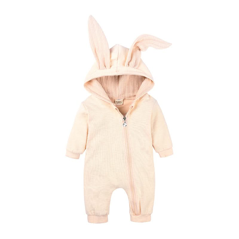 Baby Bunny Ears Hooded Zip-Up Romper Jumpsuit