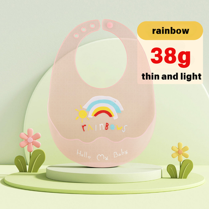 38gThin and light Baby Bib with Food-Grade Silicone, Waterproof and Adjustable for Easy Feeding