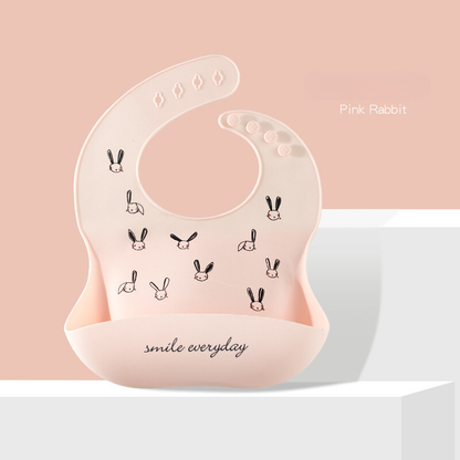 Baby Bib with Food-Grade Silicone, Waterproof and Adjustable for Easy Feeding