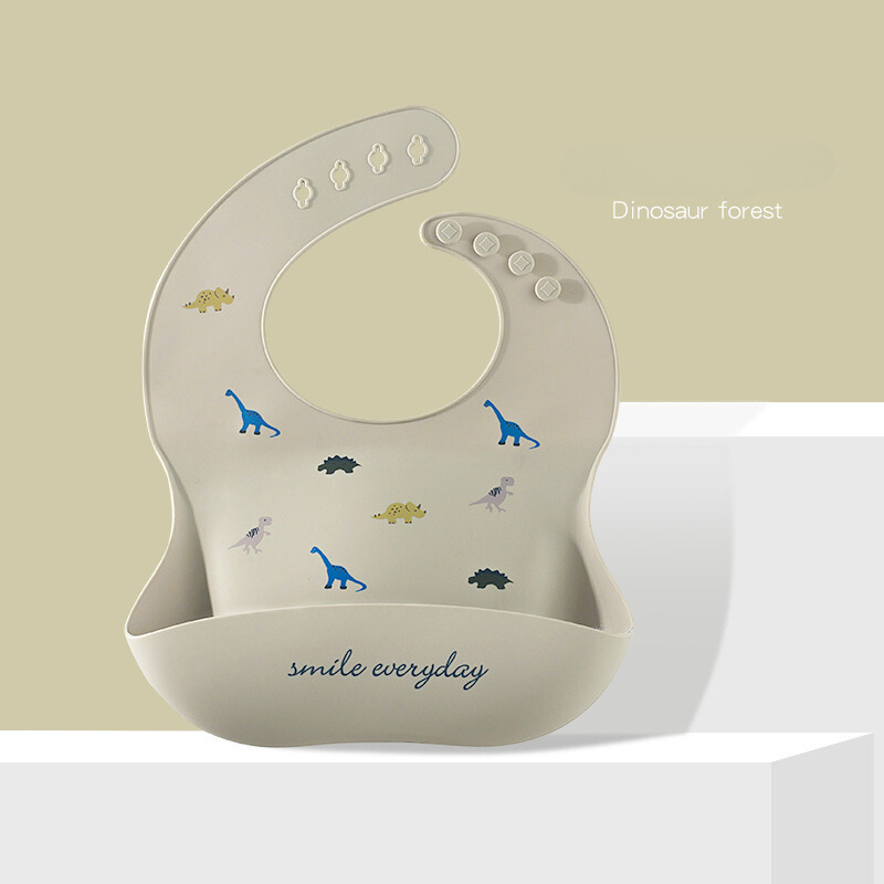 Baby Bib with Food-Grade Silicone, Waterproof and Adjustable for Easy Feeding