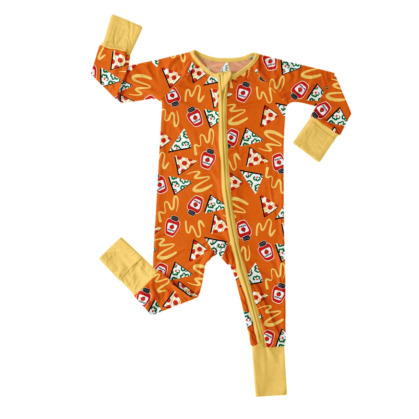 Doodle Pizza Convertible Zippered Romper