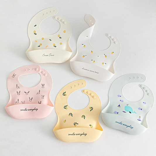 Baby Bib with Food-Grade Silicone, Waterproof and Adjustable for Easy Feeding