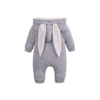 Baby Bunny Ears Hooded Zip-Up Romper Jumpsuit