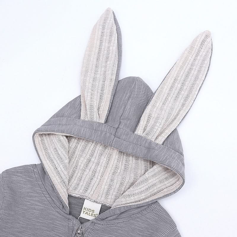 Baby Bunny Ears Hooded Zip-Up Romper Jumpsuit