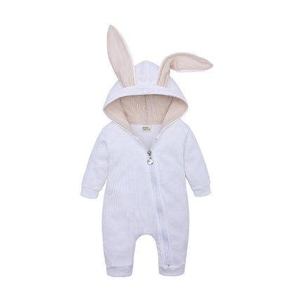 Baby Bunny Ears Hooded Zip-Up Romper Jumpsuit