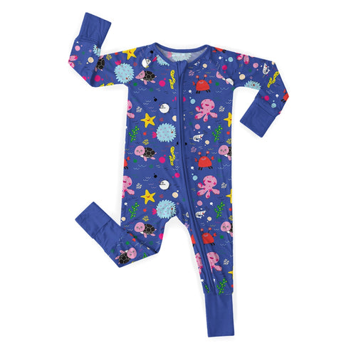 Blue Underwater Adventures Convertible Zippered Romper