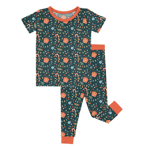 Christmas Light Flat Two Piece Short Sleeve Pajama Set