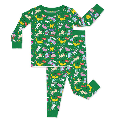 Green Pet Playtime Two Piece Pajama Set