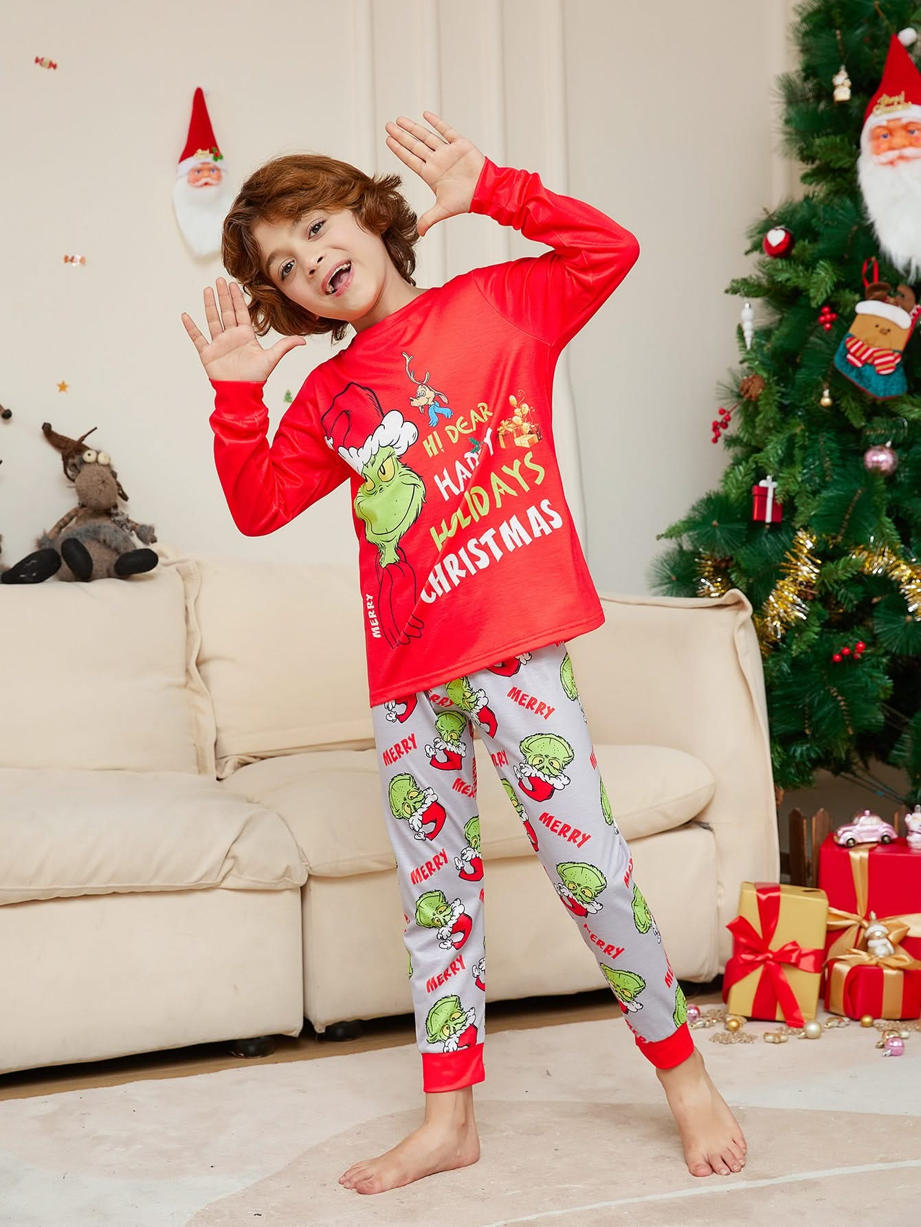 Kids' Little Monster Print Family Holiday Casual Fashion Outfit