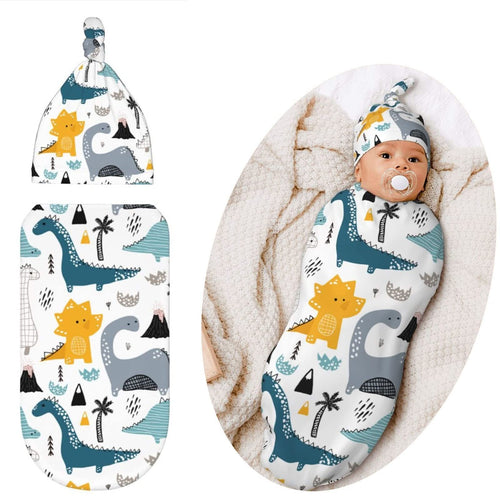 Animal Print Baby Swaddle Blanket, Newborn Hat, and Milestone Cards 3-Piece Set - Soft and Stylish