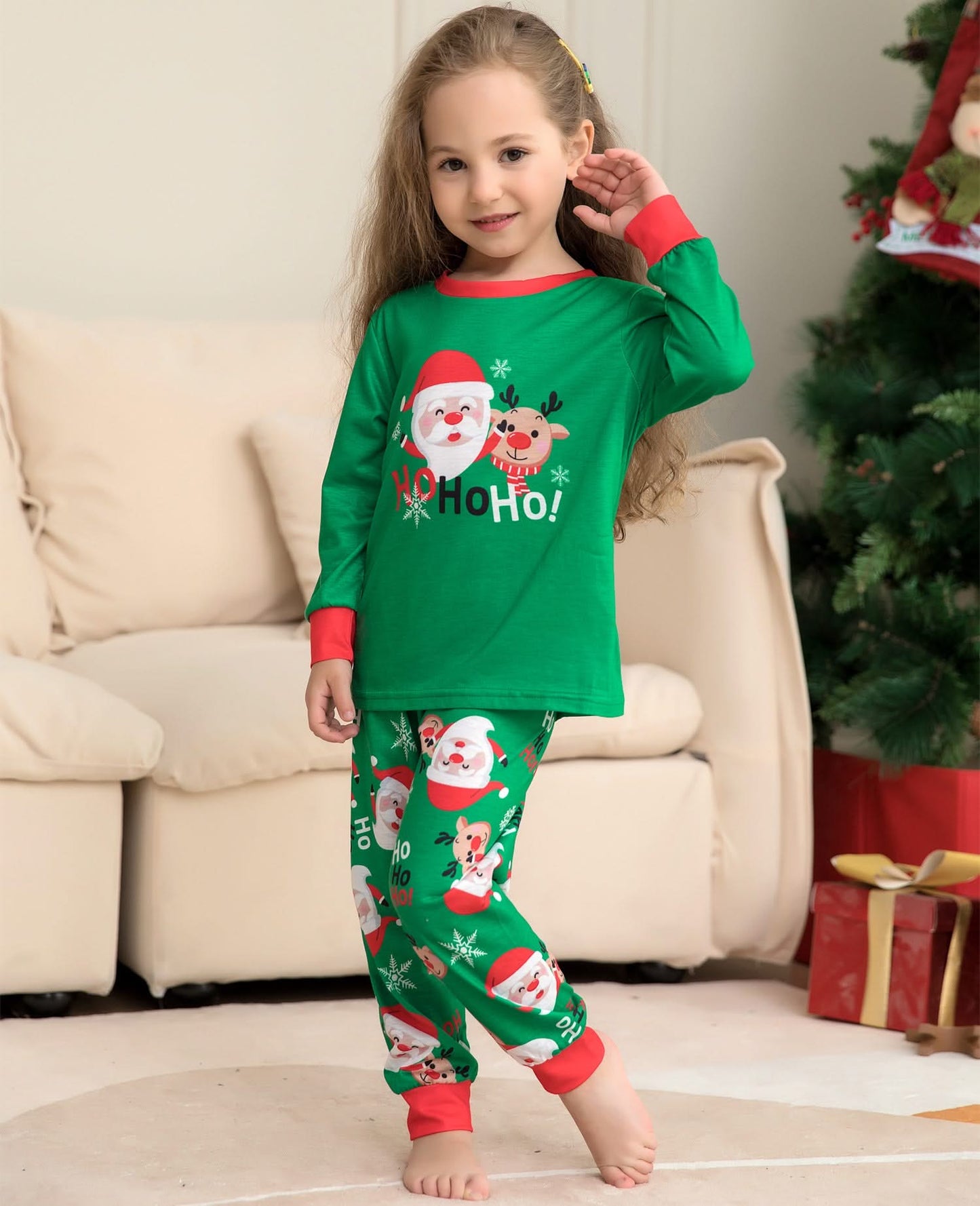 Kids' Santa Print Loungewear Pajama Set - Christmas Sleepwear