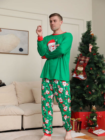 Men's Santa Print Loungewear Pajama Set - Christmas Sleepwear