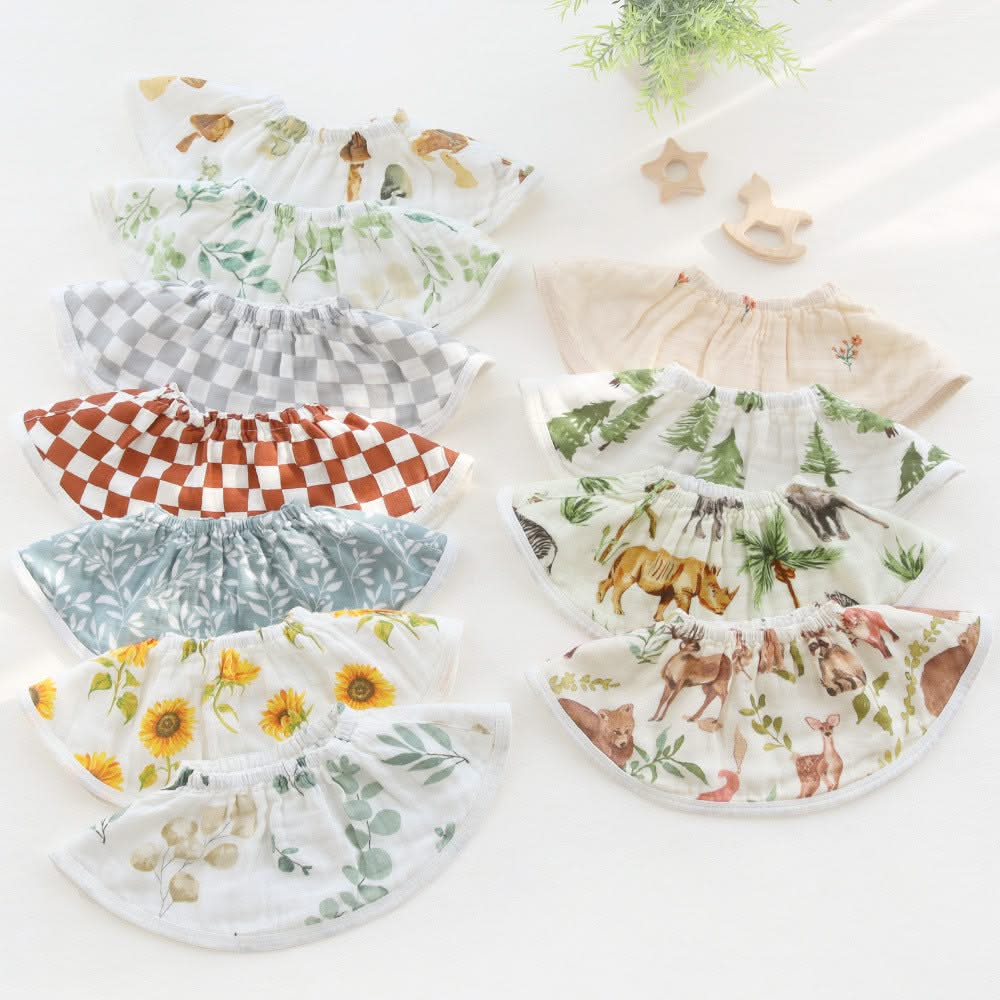 360° Rotating Baby Bib - 4-Layer Bamboo Cotton, Soft and Absorbent for Drooling and Feeding