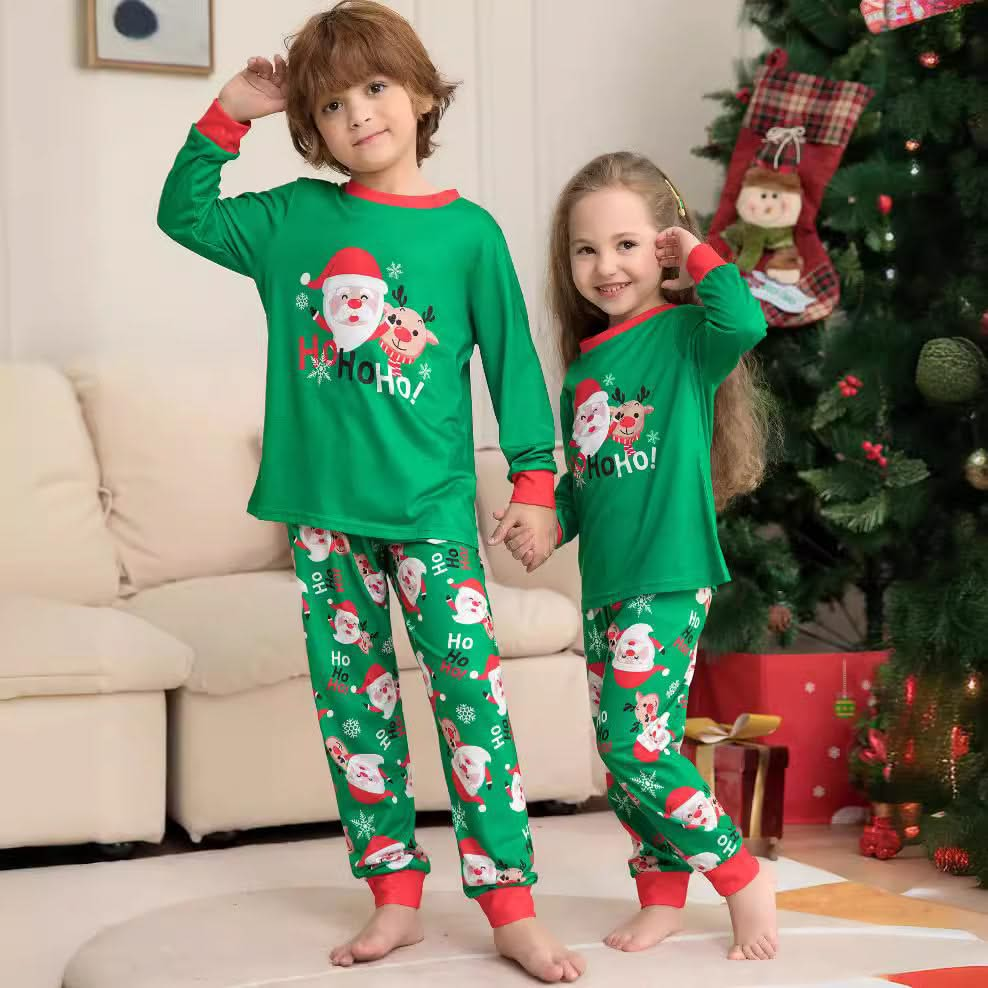 Kids' Santa Print Loungewear Pajama Set - Christmas Sleepwear