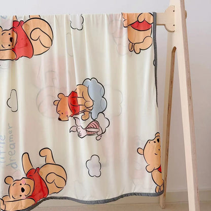 Baby Bamboo Fiber Blanket - Lightweight, Cartoon Design, Machine Washable for Strollers and Cribs