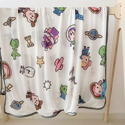 Baby Bamboo Fiber Blanket - Lightweight, Cartoon Design, Machine Washable for Strollers and Cribs