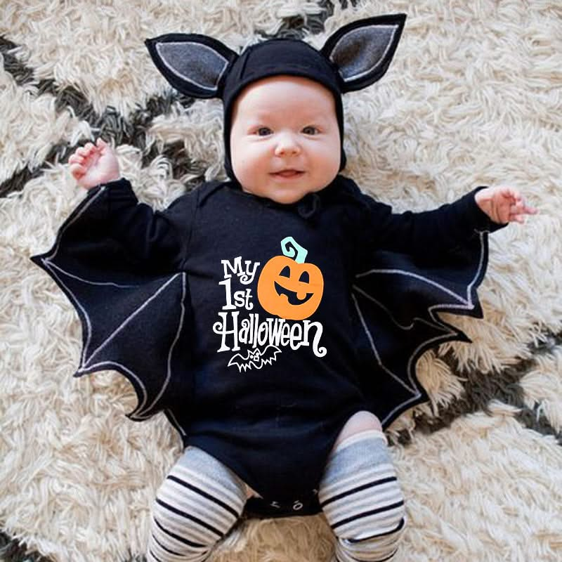 Fawn™ Baby Bat Halloween Romper with Hat – Newborn Boy Outfit