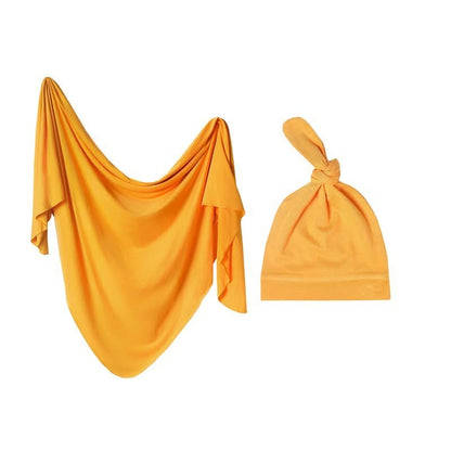 Sunshine Orange Swaddle & Knot Hat Set