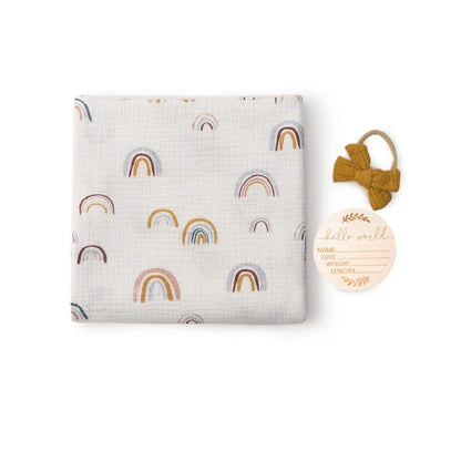 Printed Baby Swaddle Blanket, Newborn Hat, and Milestone Cards 3-Piece Set - Soft and Stylish(39.4in×39.4in)