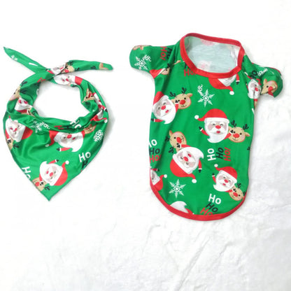 Santa Claus Print Stylish Pet Outfit Set