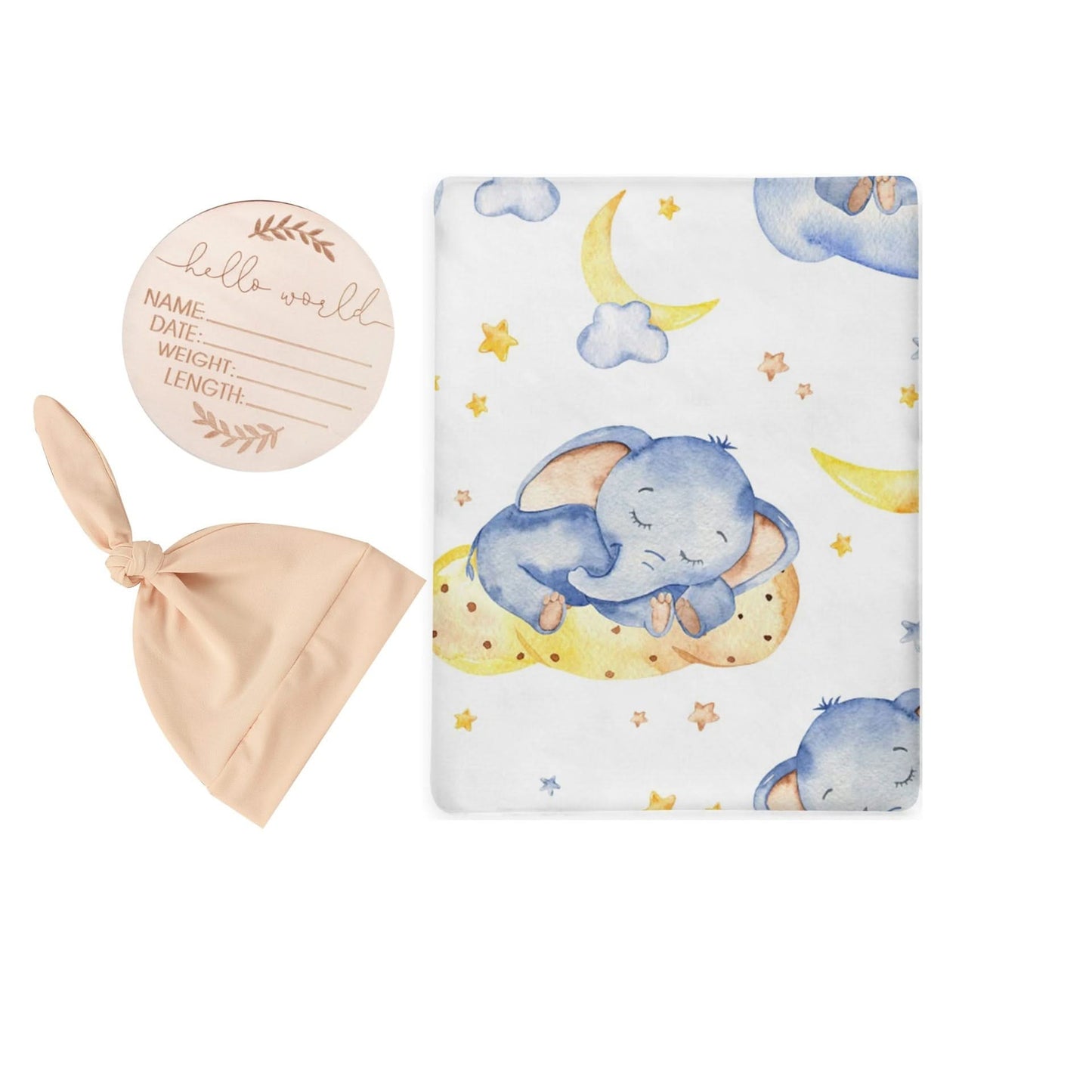 Animal Print Baby Swaddle Blanket, Newborn Hat, and Milestone Cards 3-Piece Set - Soft and Stylish