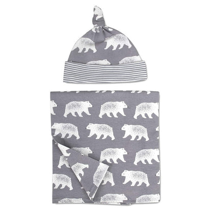 Polar Bear Swaddle & Knot Hat Set