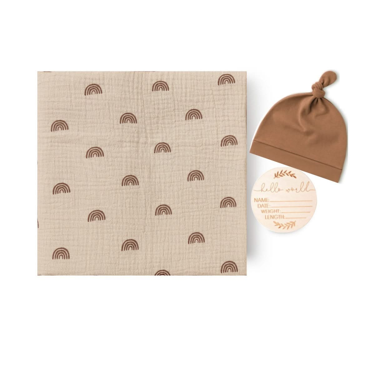 Printed Baby Swaddle Blanket, Newborn Hat, and Milestone Cards 3-Piece Set - Soft and Stylish(39.4in×39.4in)