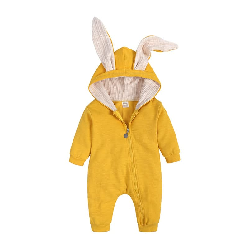 Baby Bunny Ears Hooded Zip-Up Romper Jumpsuit