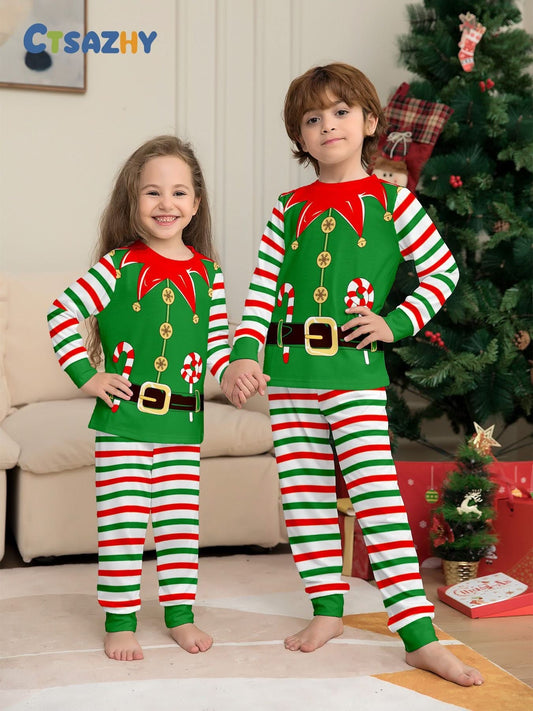 Kids' Elf Print Family Matching Pajama Set