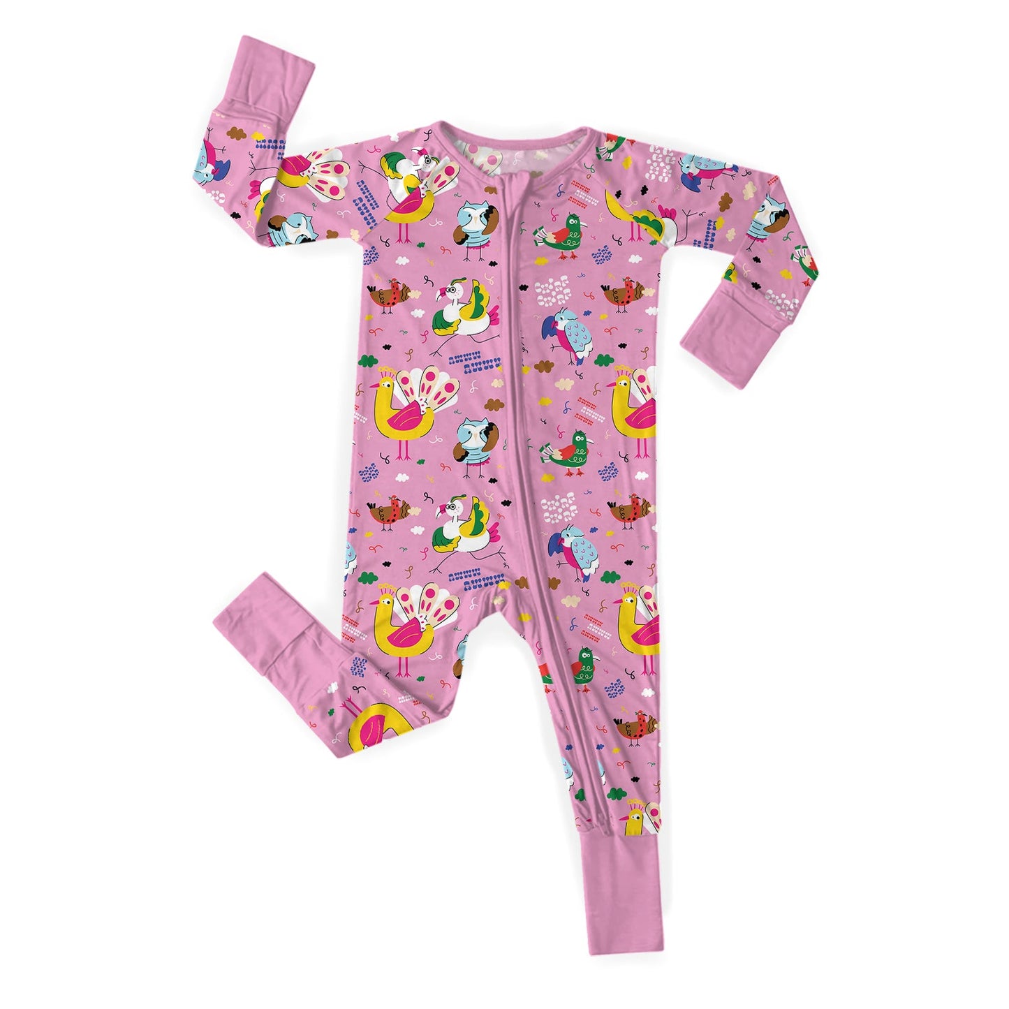 Pink Chirping Crew Convertible Zippered Romper