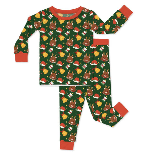 Reindeer And Bell Two Piece Pajama Set