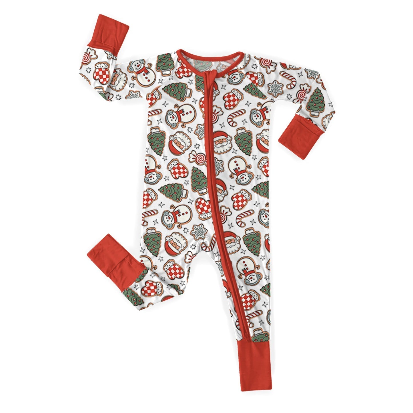 Christmas Santa Cookies Convertible Zippered Romper