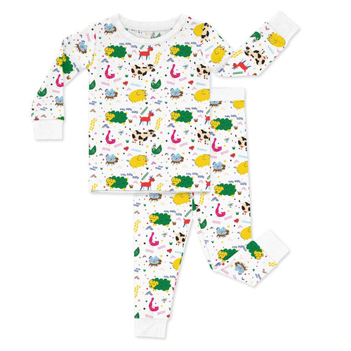 White Barnyard Buddies Two Piece Pajama Set