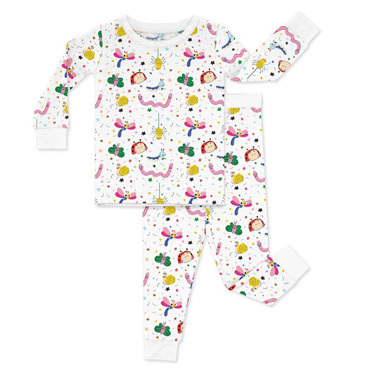 White Garden Critters Two Piece Pajama Set