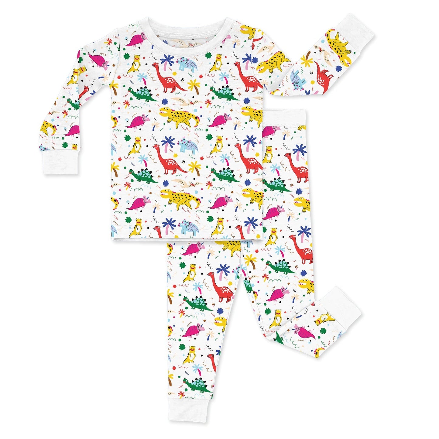 White Jurassic Friends Two Piece Pajama Set