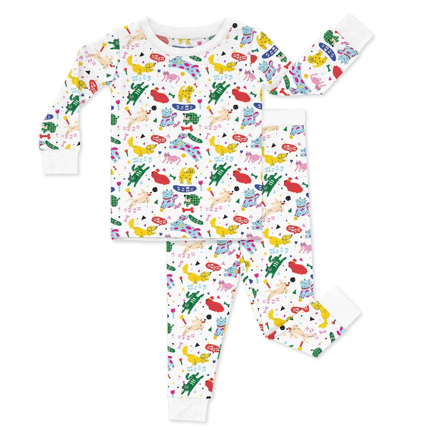 White Pet Playtime Two Piece Pajama Set