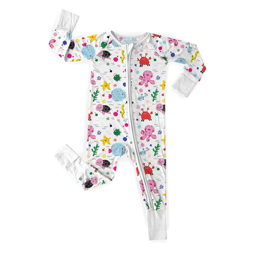 White Underwater Adventures Convertible Zippered Romper