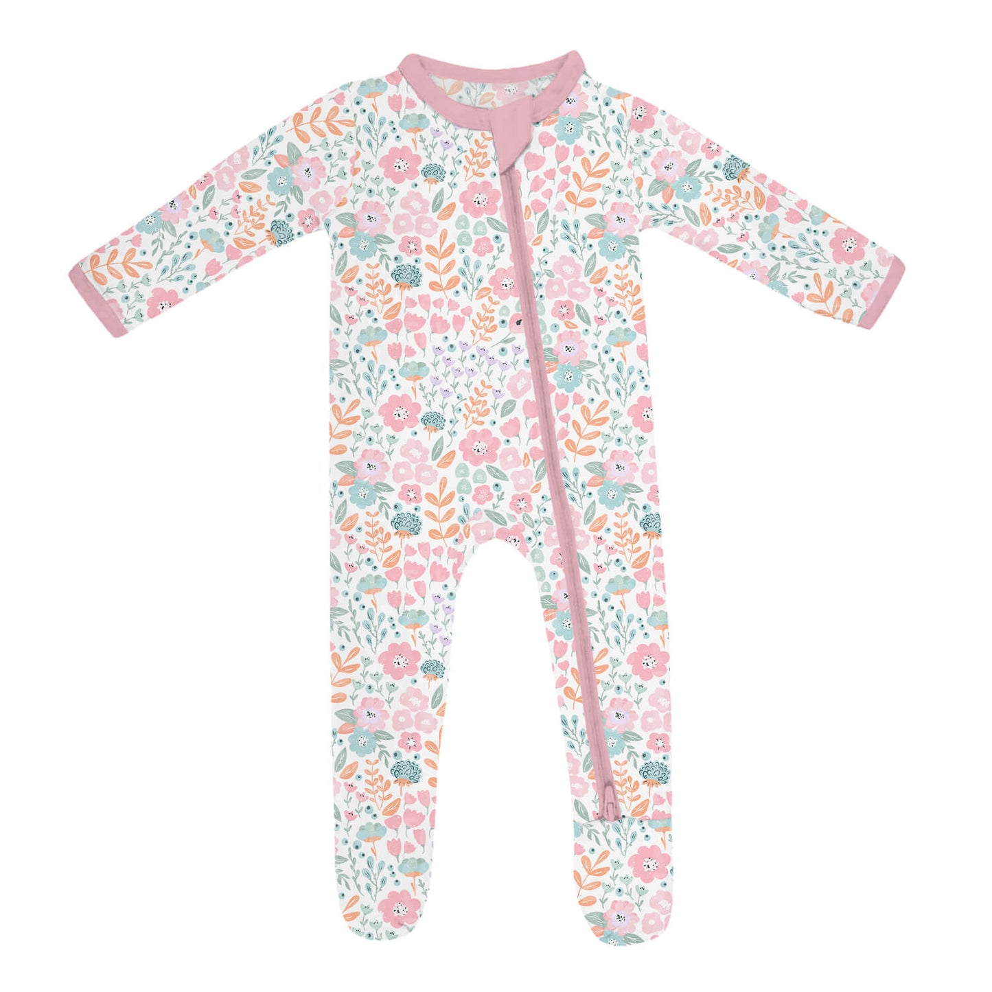 Willow's Whimsy Floral Footie Zippered Romper