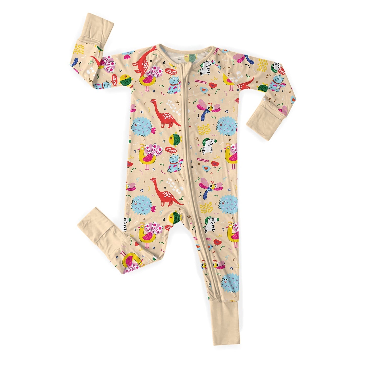 Yellow Nature's Friends Convertible Zippered Romper