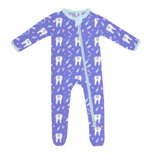 Brushing Teeth Footie Zippered Romper