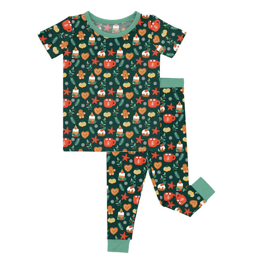 Christmas Candle Two Piece Short Sleeve Pajama Set