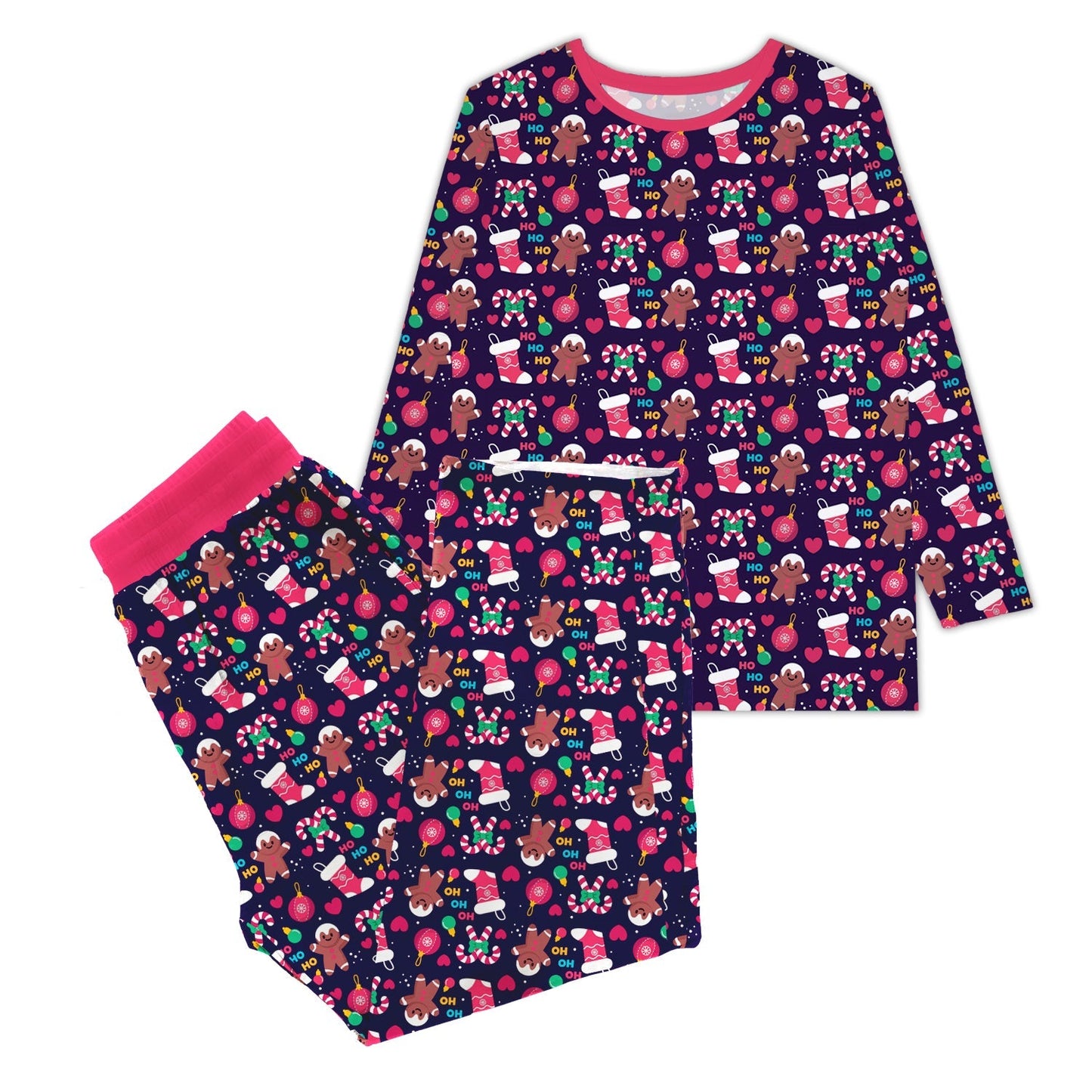 Hohoho Pattern Two Piece Short Sleeve Pajama Set