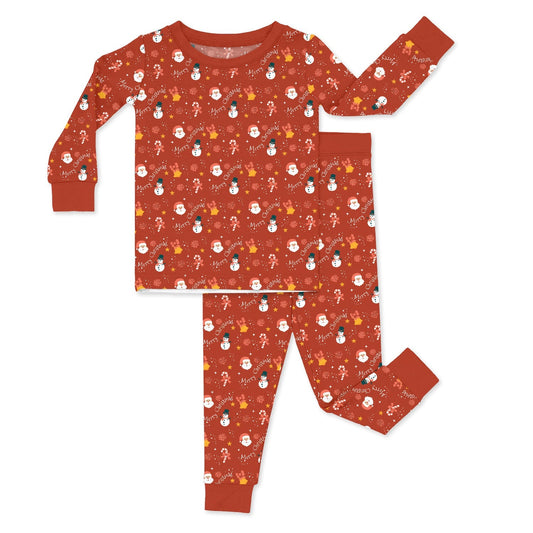 Orange Christmas Two Piece Pajama Set