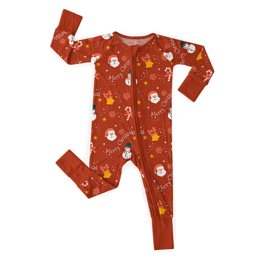 Orange Christmas Convertible Zippered Romper