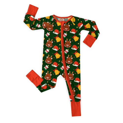 Reindeer And Bell Convertible Zippered Romper